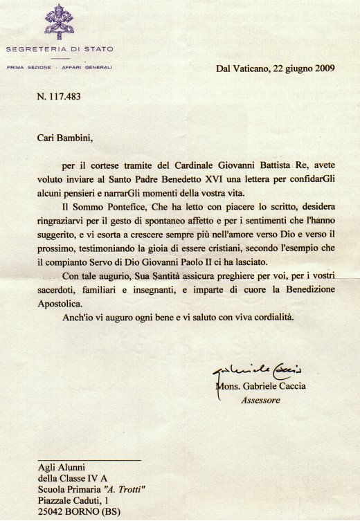I nostri bambini scrivono al Papa