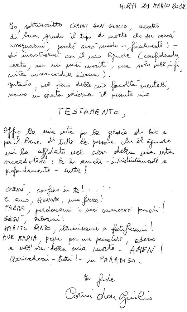 testamento Don Giulio