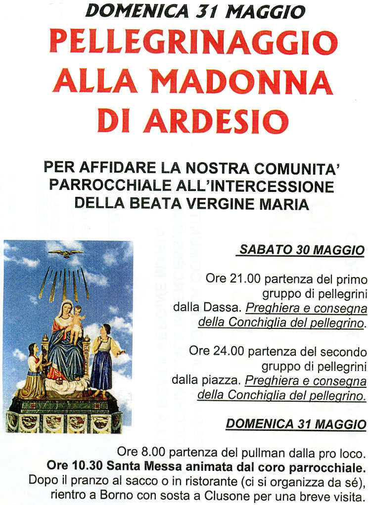 31 maggio 2015: pellegrinaggio alla Madonna di Ardesio