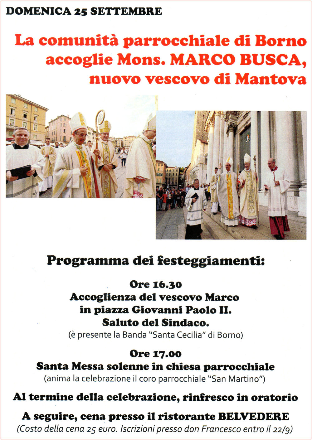 25-9-2016: borno accoglie e festeggia il vescovo mons. Marco Busca