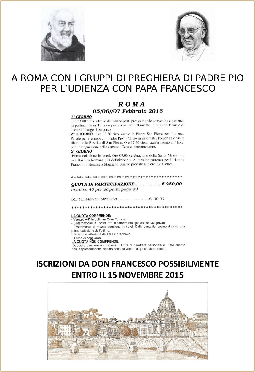 5-7 febbraio 2016 gruppi di Padre Pio a Roma
