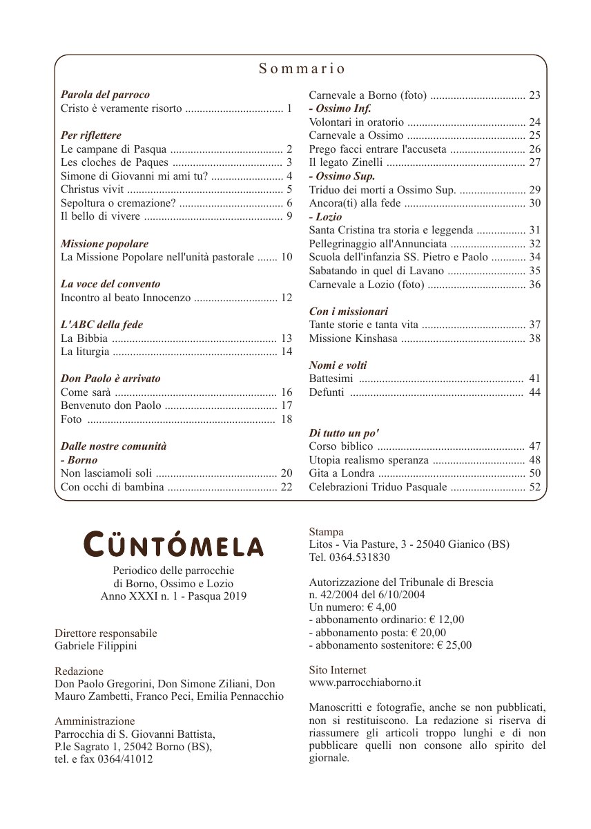 Cuntomela Pasqua 2019