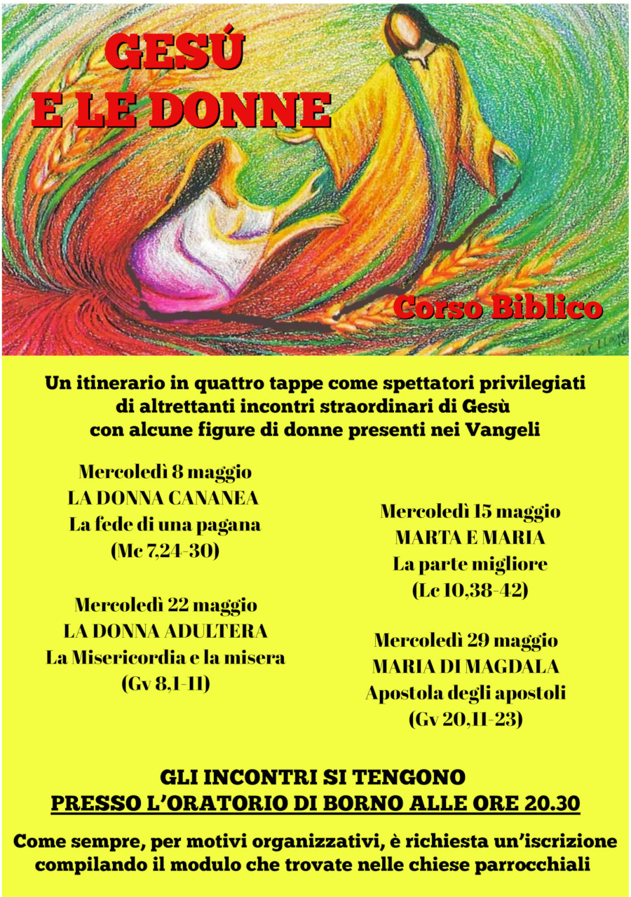 mercoledì maggio 2019: corso biblico Gesù e le donne