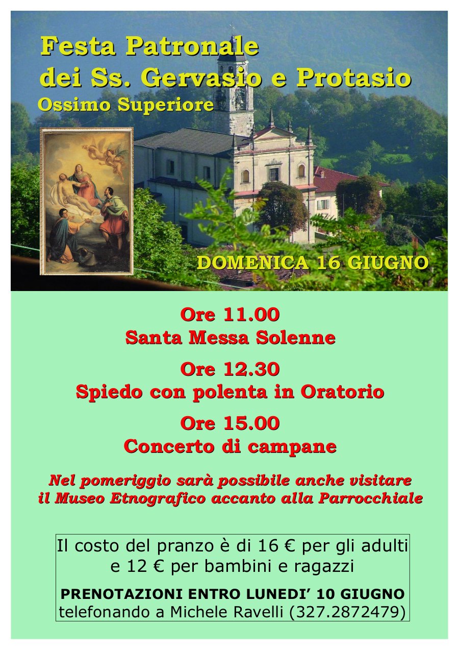 16 giugno 2019: Festa Patronale Ossimo Inf.