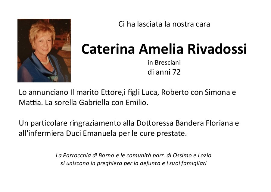 defunto amelia rivadossi