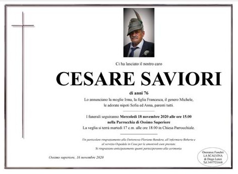 16-11-2020: def Cesare Saviori