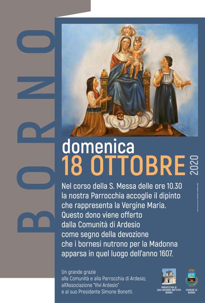 18 ottobre 2020 dono ricordo della madonna di ardesio