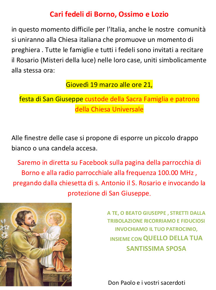 19-3-2020 Rosario per invocare protezione s. Giuseppe