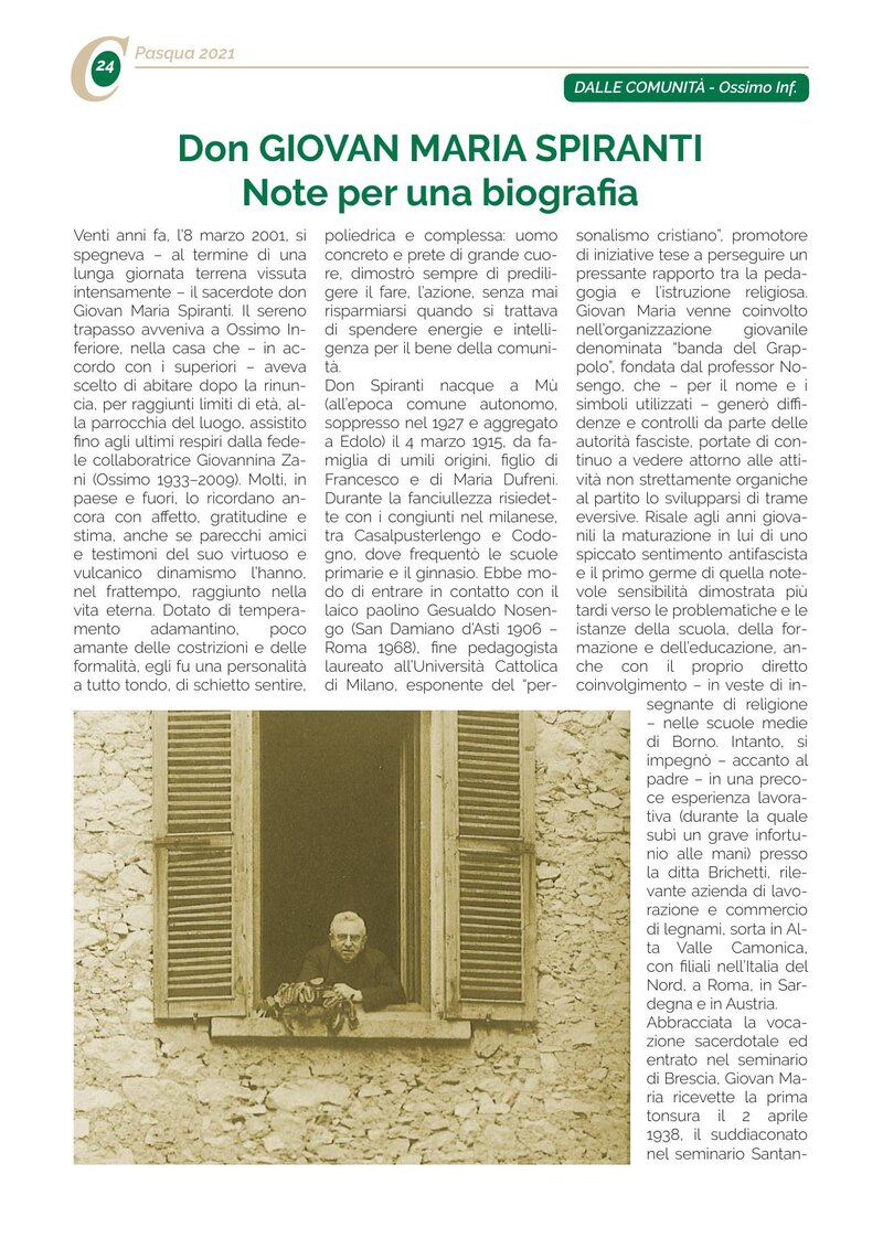 Don GIOVAN MARIA SPIRANTI Note per una biografia