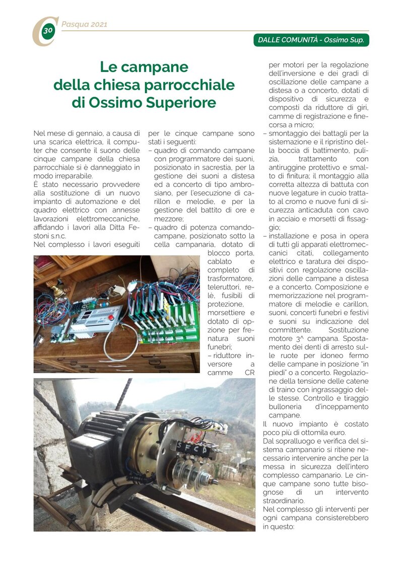 Le campane della chiesa parrocchiale di Ossimo Superiore
