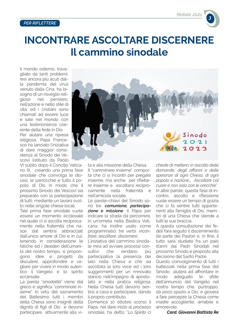 INCONTRARE ASCOLTARE DISCERNERE Il cammino sinodale