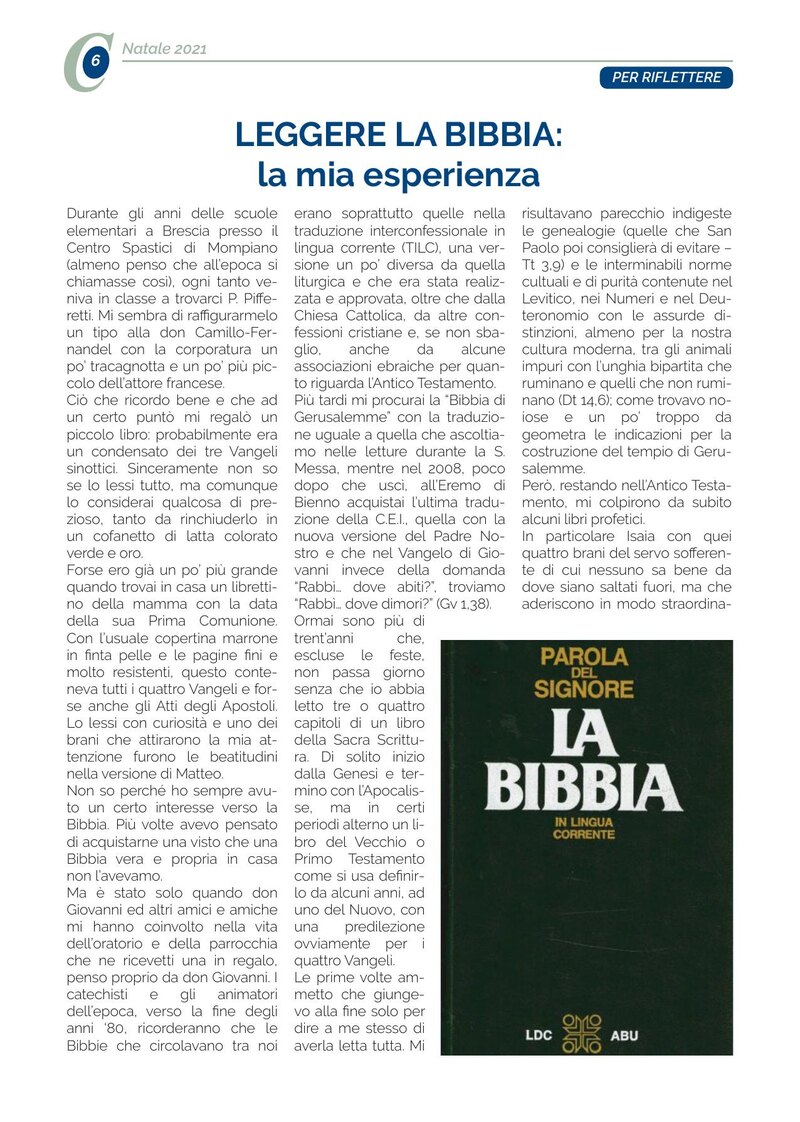 LEGGERE LA BIBBIA: la mia esperienza