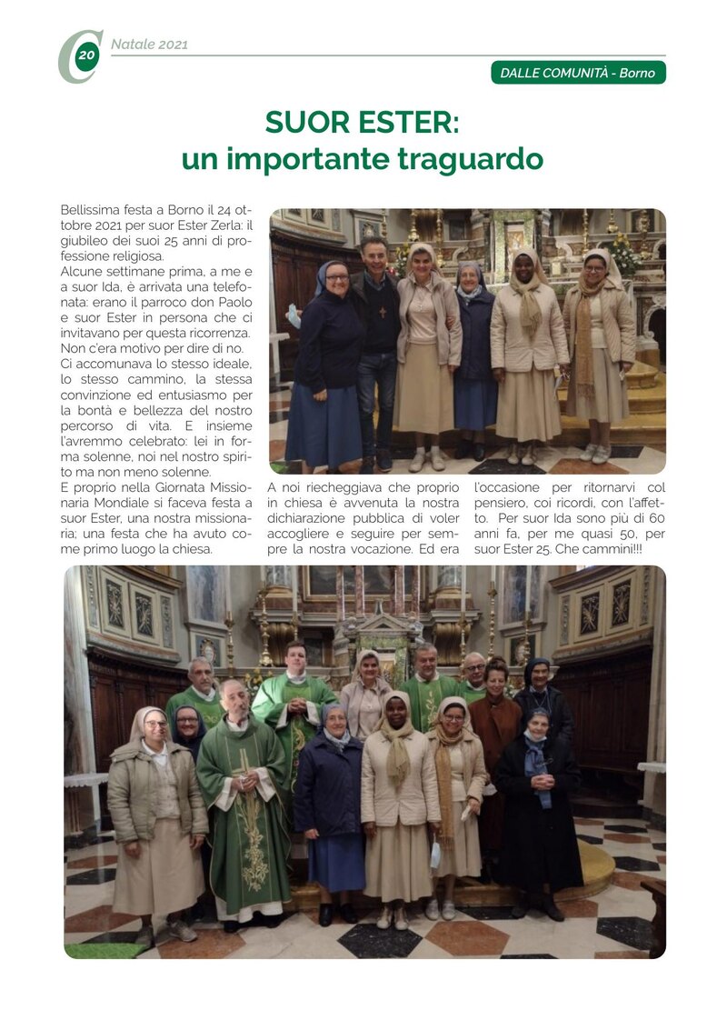 SUOR ESTER: un importante traguardo
