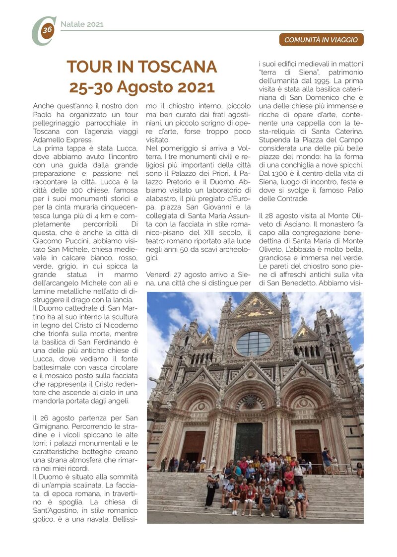 TOUR IN TOSCANA 25-30 Agosto 2021
