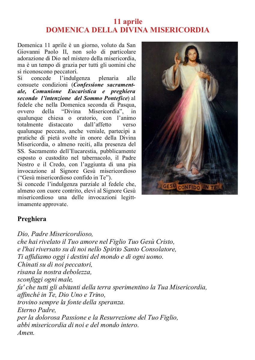 11-4-2021 domenica divina misericordia