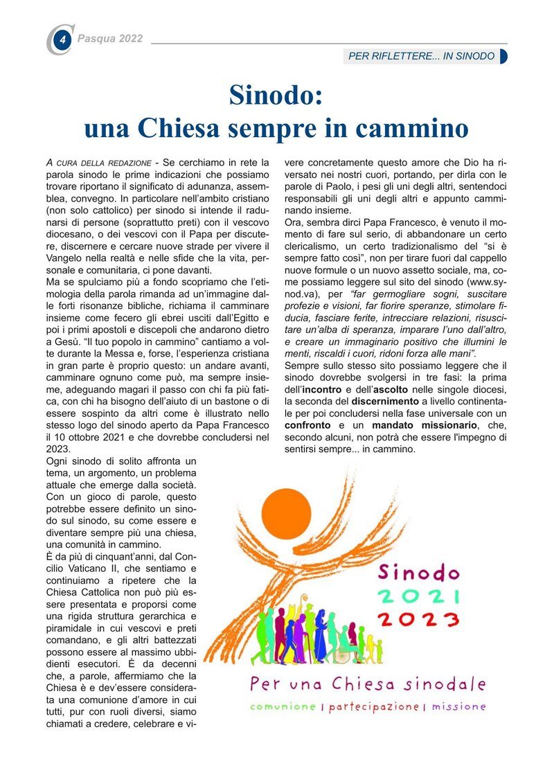 Sinodo: una Chiesa sempre in cammino