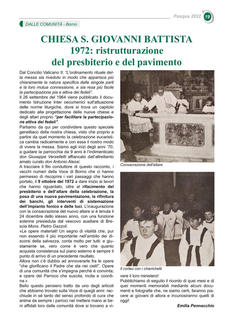 CHIESA S. GIOVANNI BATTISTA 1972: ristrutturazione del presbiterio e del pavimento