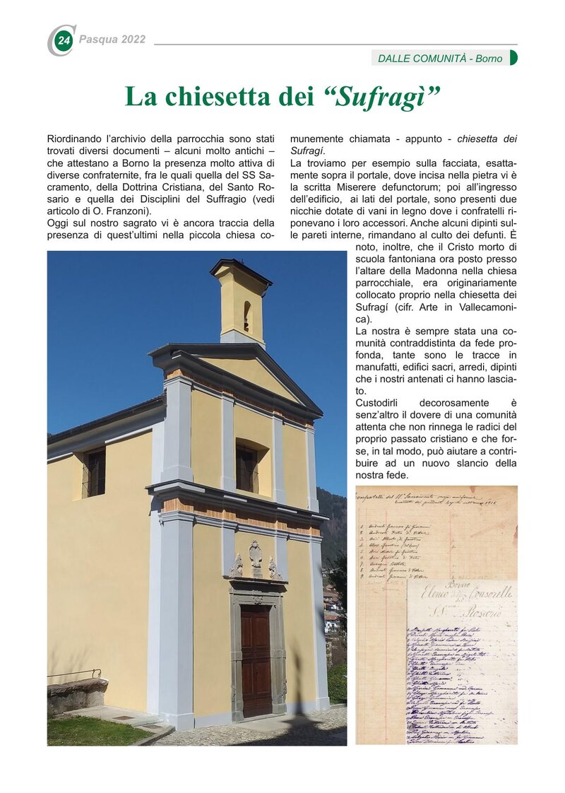La chiesetta dei “Sufragì”