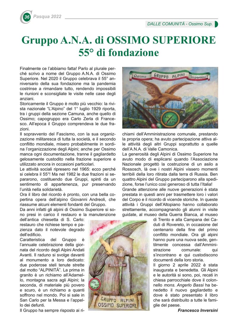 Gruppo A.N.A. di OSSIMO SUPERIORE 55° di fondazione