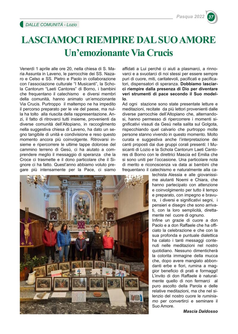 LASCIAMOCI RIEMPIRE DAL SUO AMORE Un’emozionante Via Crucis