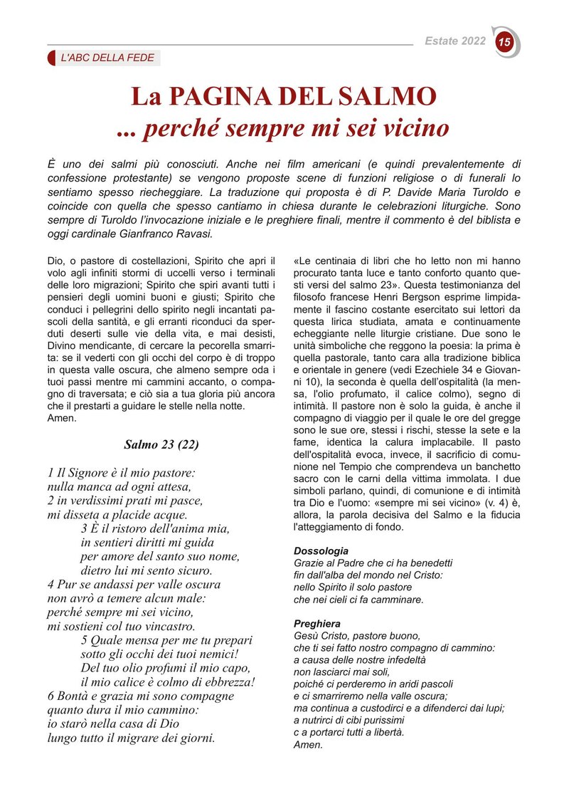 La PAGINA DEL SALMO ... perché sempre mi sei vicino