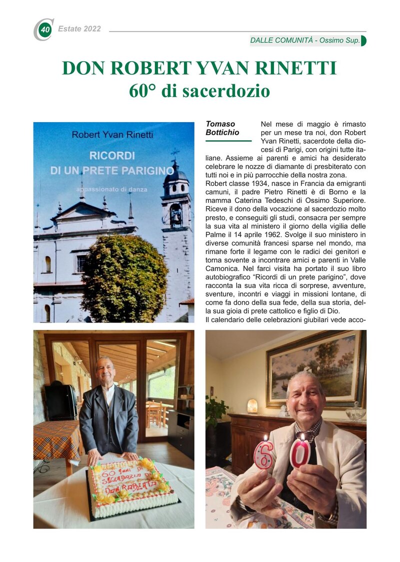 DON ROBERT YVAN RINETTI 60° di sacerdozio
