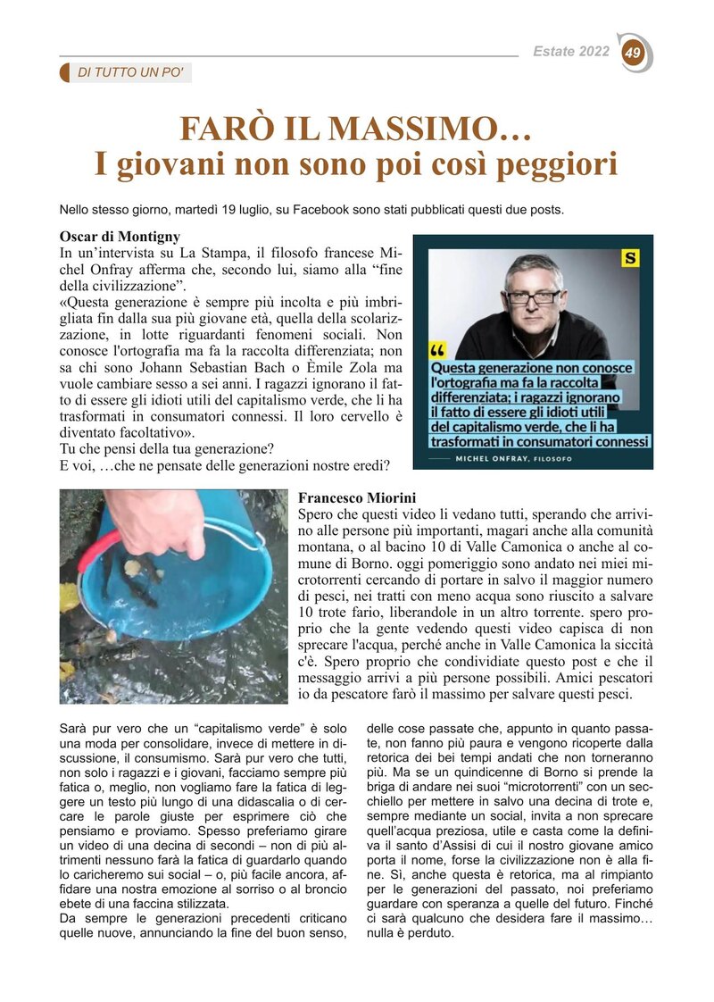 FARÒ IL MASSIMO… I giovani non sono poi così peggiori