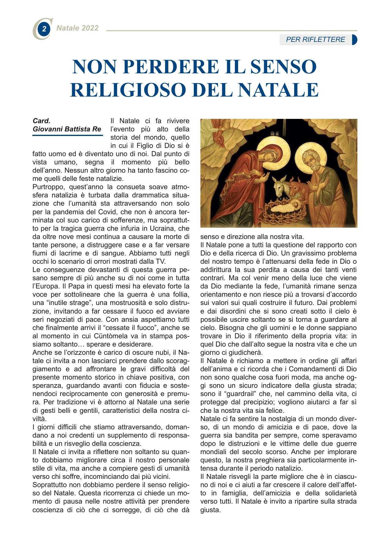 NON PERDERE IL SENSO RELIGIOSO DEL NATALE