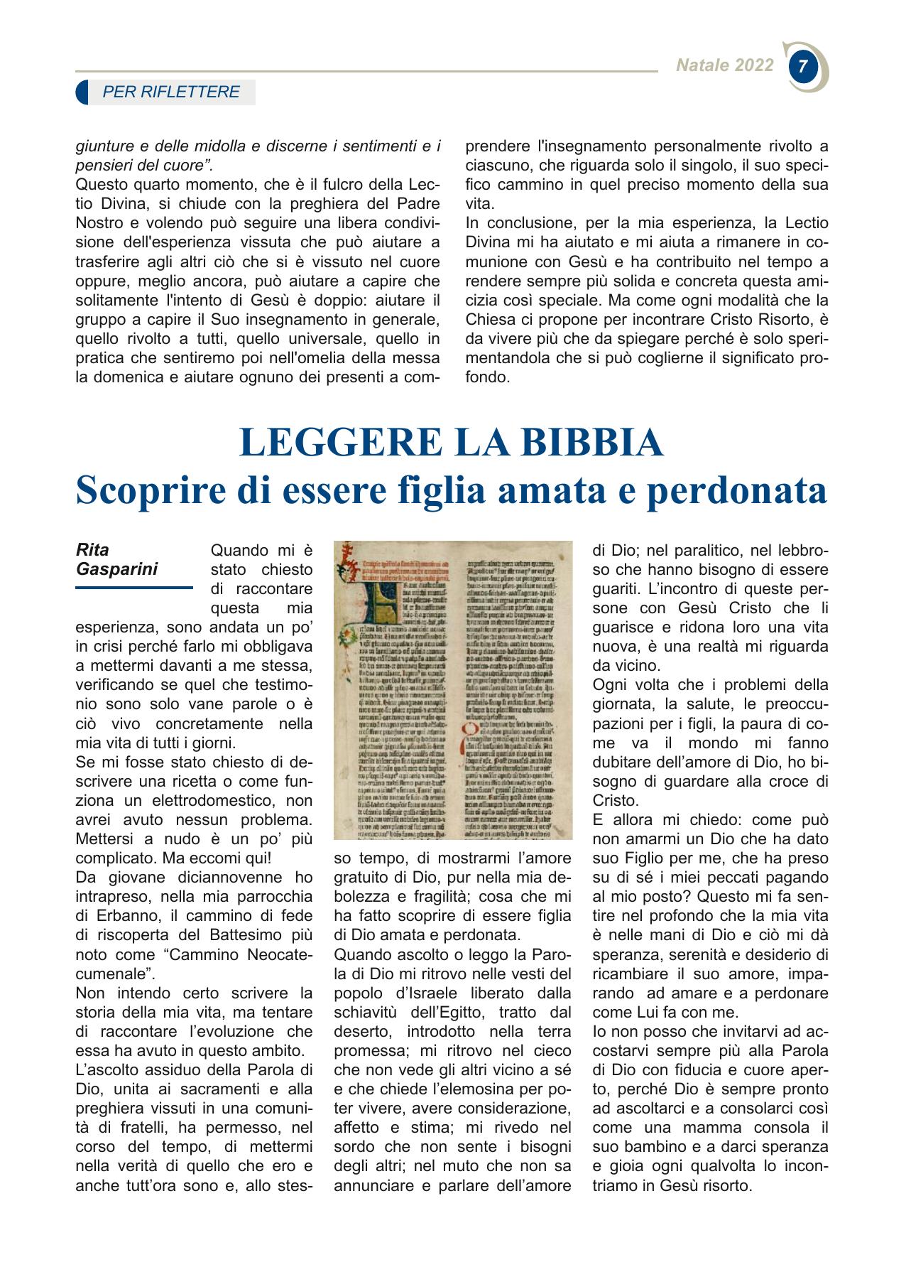 LEGGERE LA BIBBIA Scoprire di essere figlia amata e perdonata