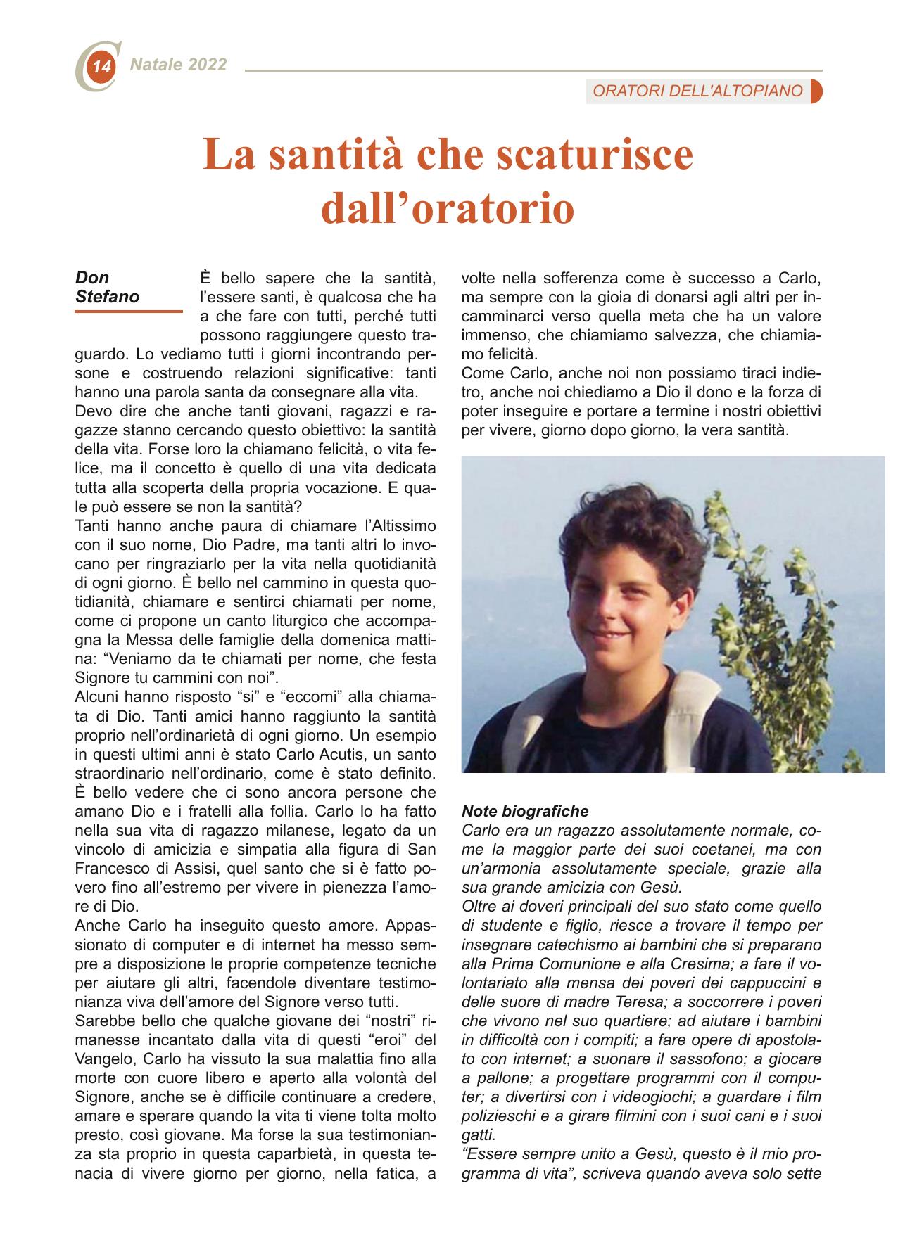 La santità che scaturisce dall’oratorio
