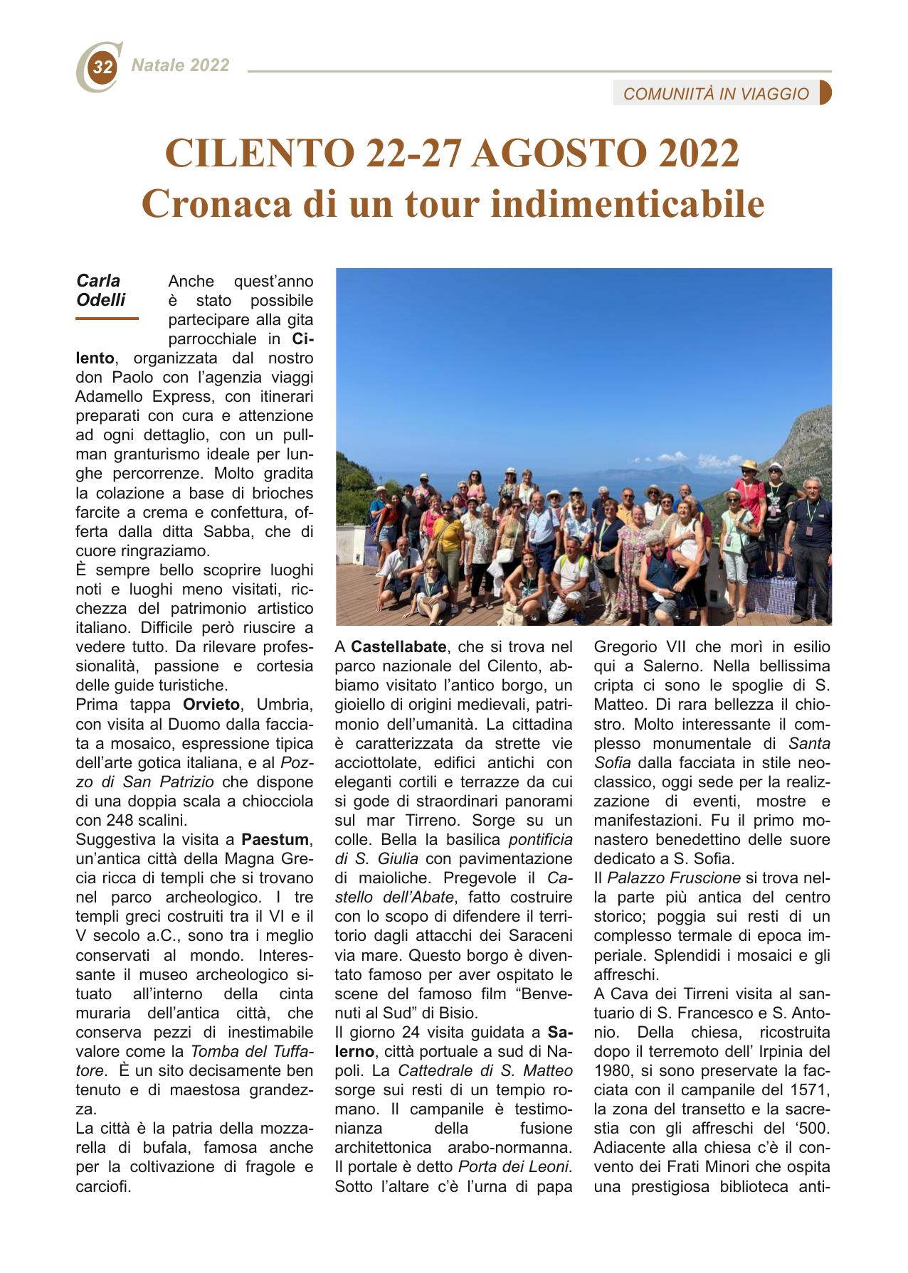 CILENTO 22-27 AGOSTO 2022 Cronaca di un tour indimenticabile