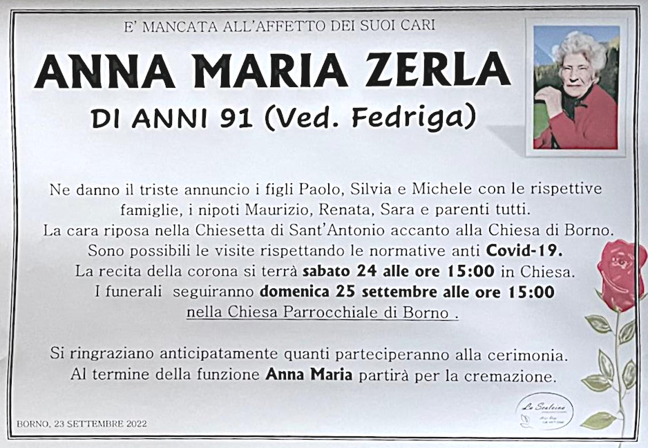 23 settembre 2022: def annamaria zerla