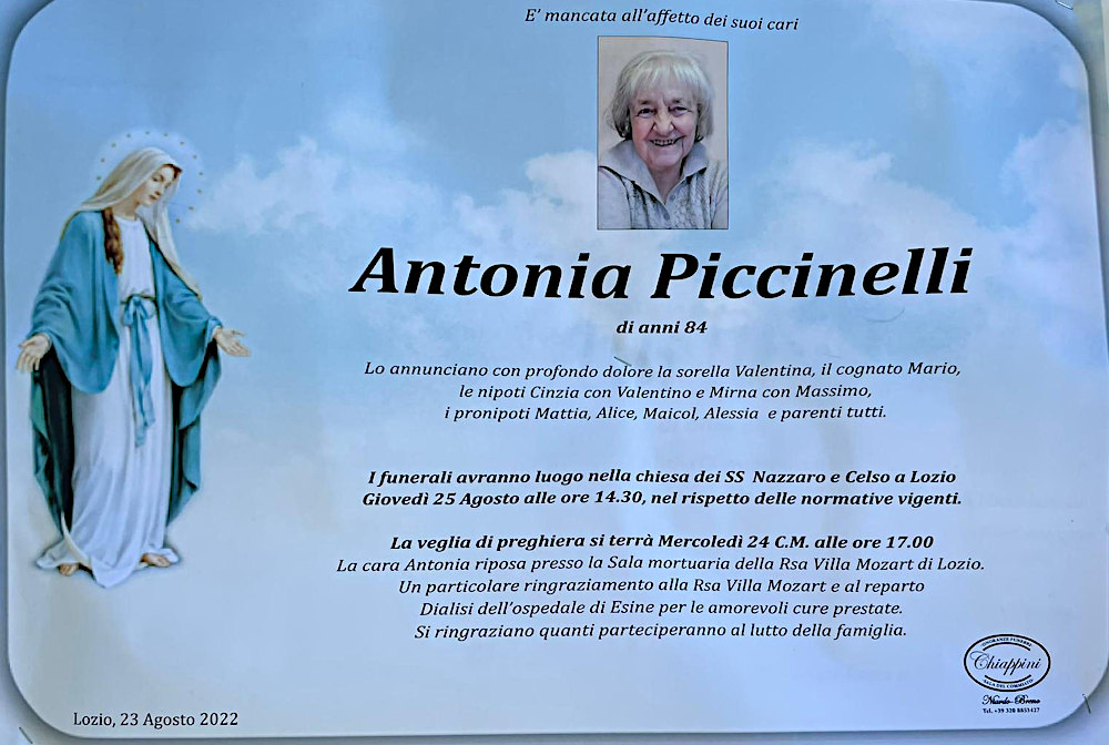 23 agosto 2022: def antonia piccinelli