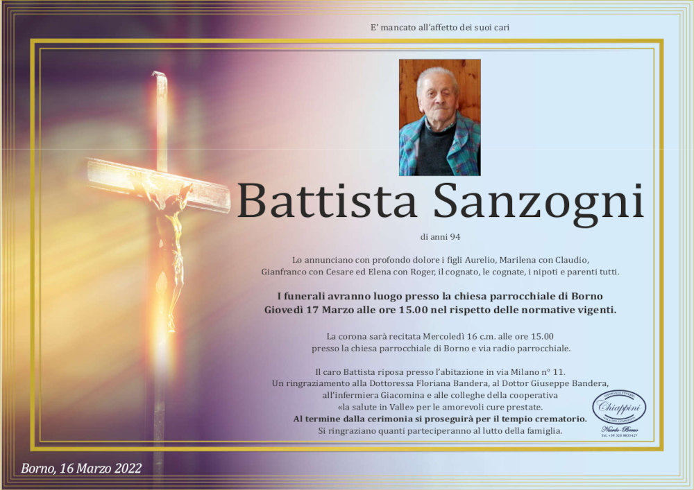 16 marzo 2022: def battista sanzogni