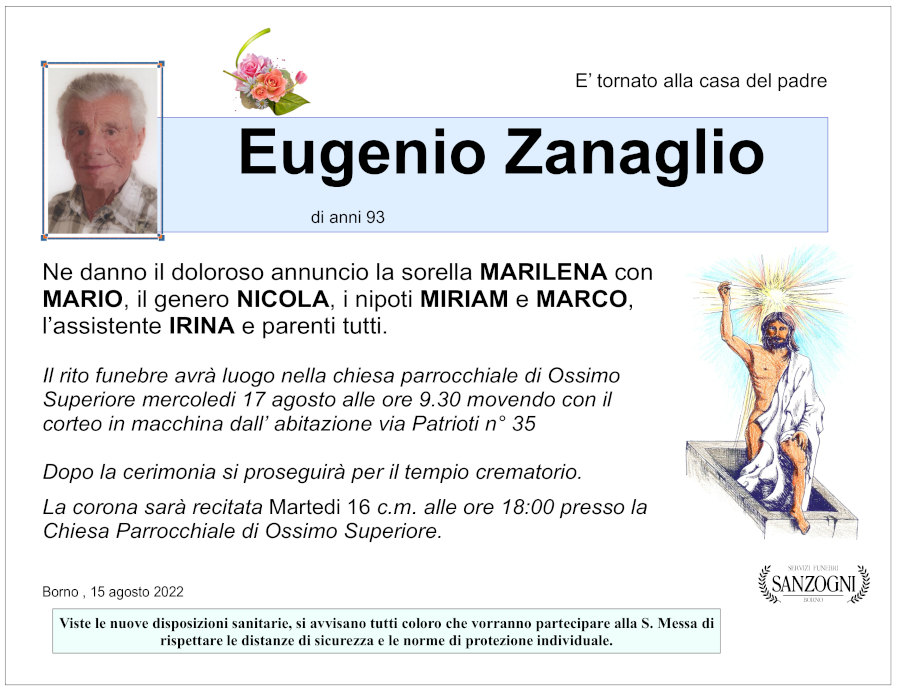 15 agosto 2022: def eugenio zanaglio