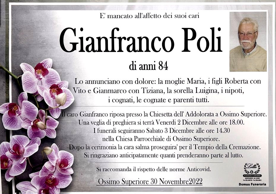 30 novembre 2022: def gianfranco poli