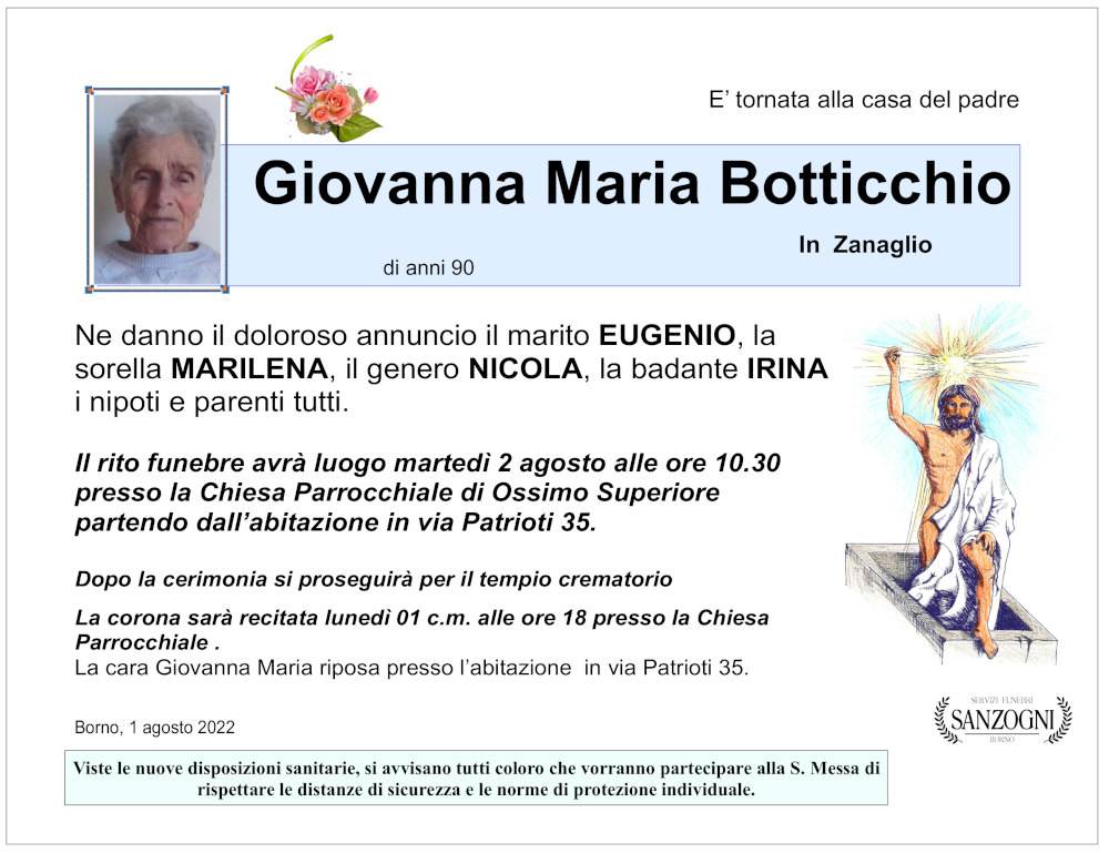1 agosto 2022: def giovanna maria bottichio