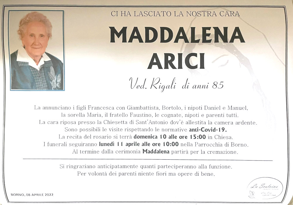 8 aprile 2022: def maddalena arici