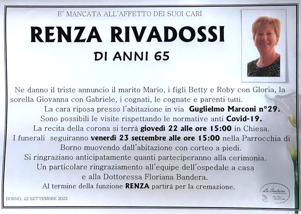 22 settembre 2022: def renza rivadossi