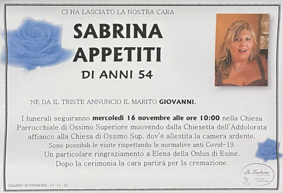 14 novembre 2022: def sabrina appetiti