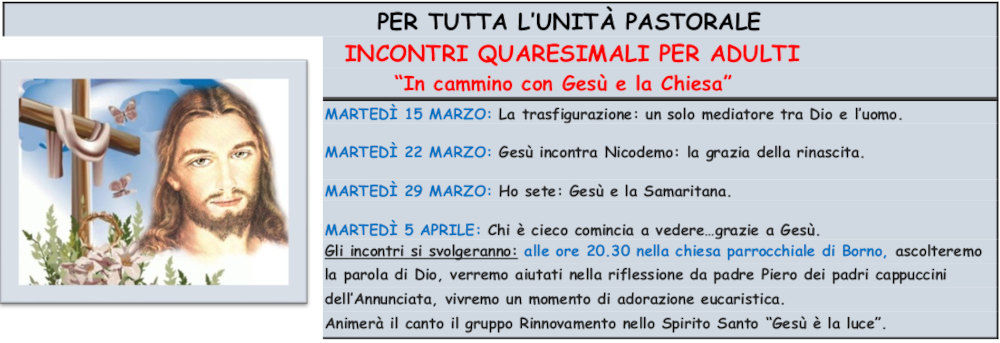 15 22 29 marzo 5 aprile 2022: incontri di spiritualità