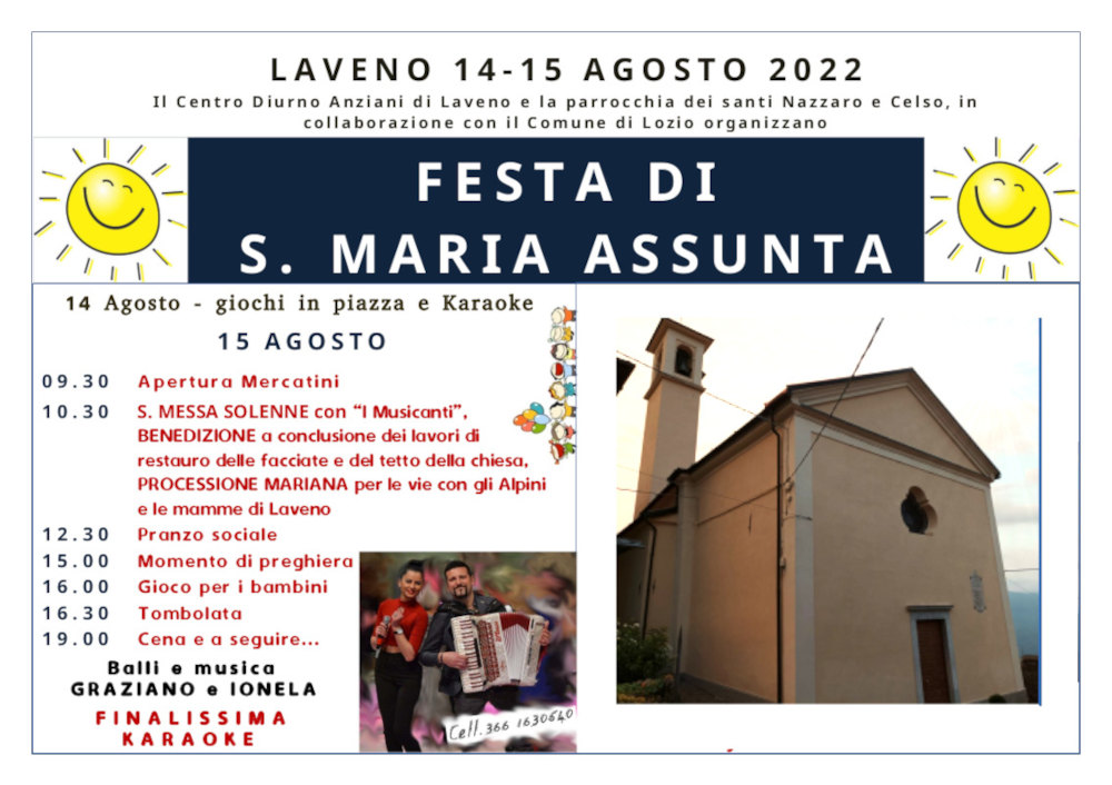 14-15 agosto 2022: Festa dell'Assunta a Lozio