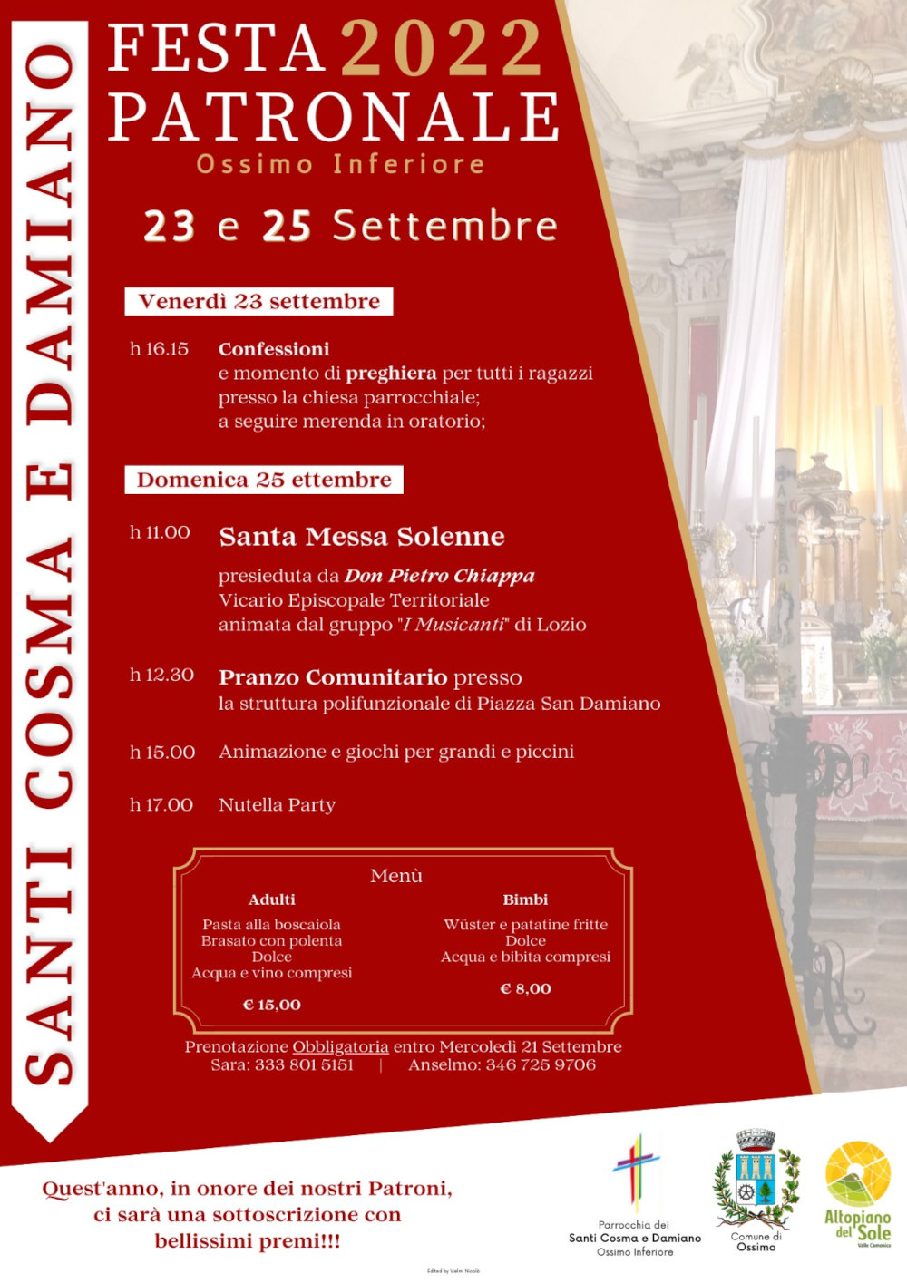 23-25 settembre 2022: festa patronale Ossimo inf.