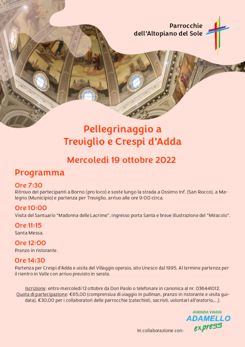 19 ottobre 2022: pellegrinaggio a Treviglio e Crespi d'Adda