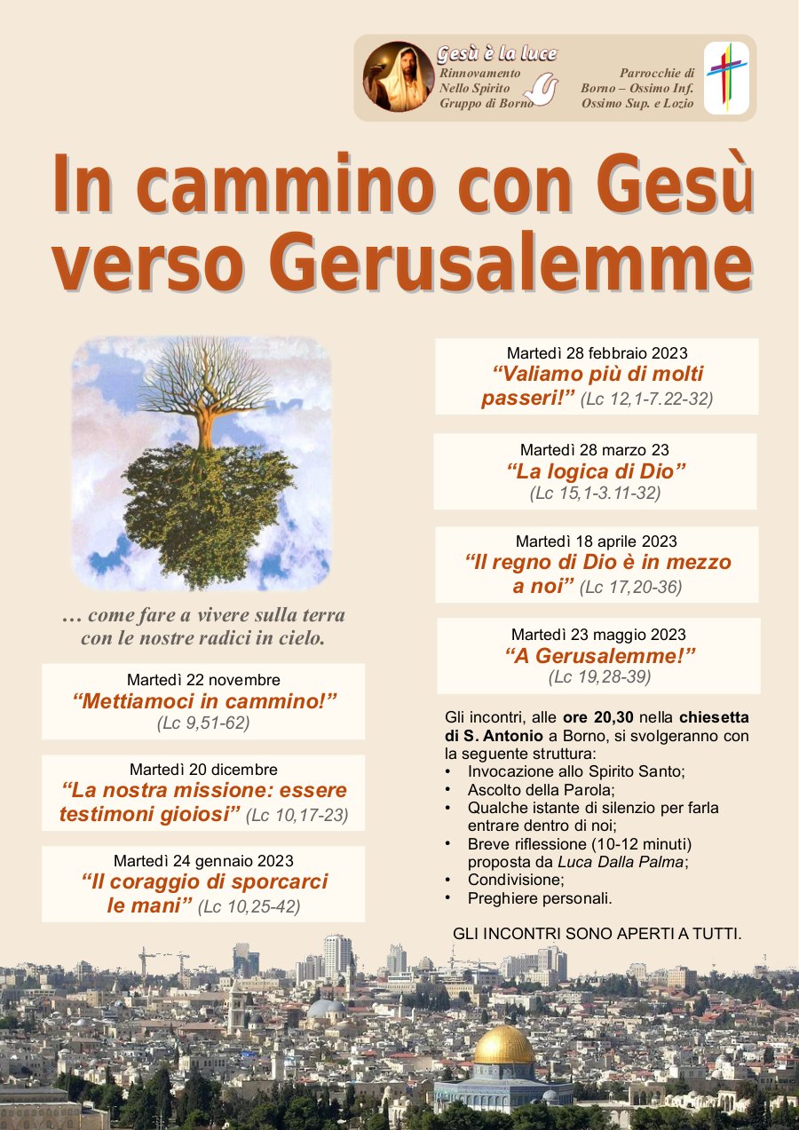 novembre 2022-maggio 2023: In cammino con Gesù, incontri di spiritualità