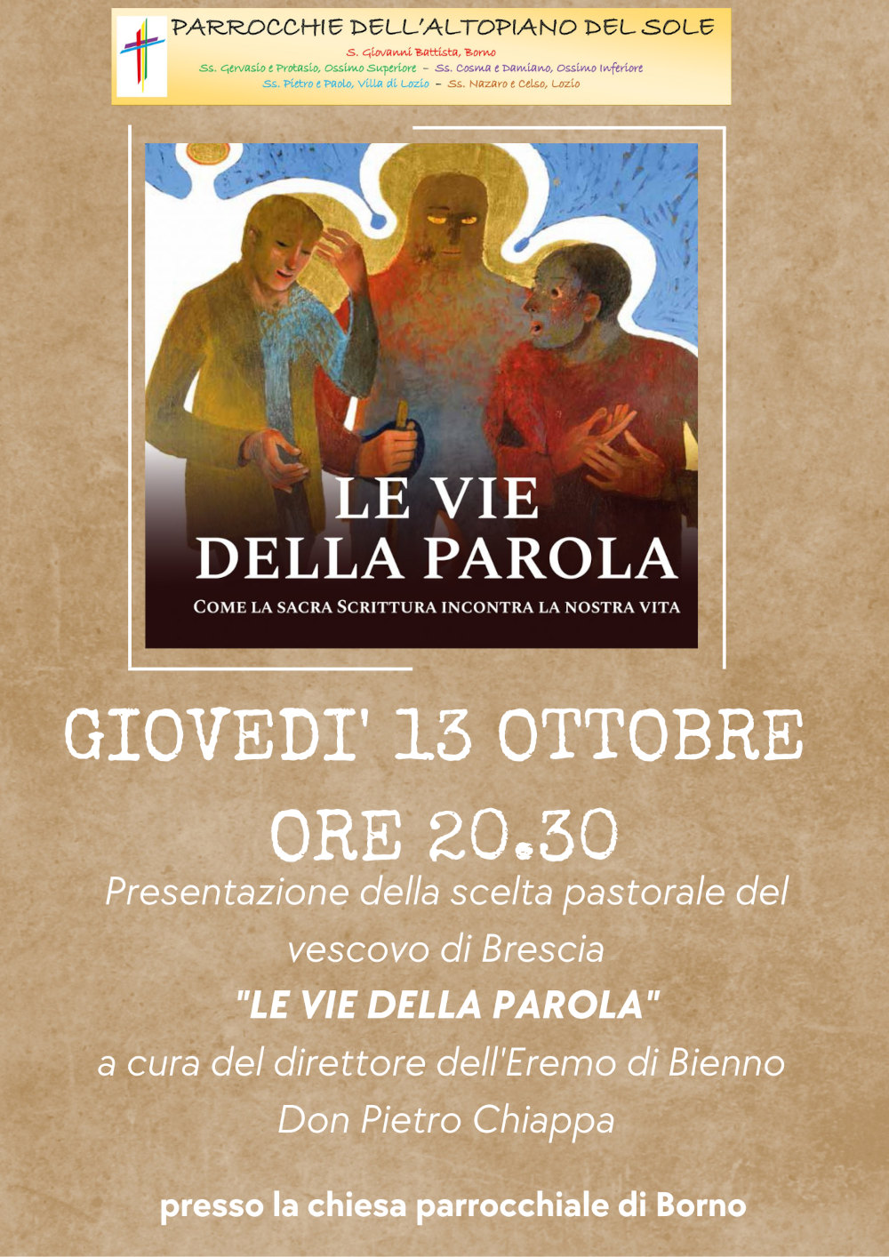 13 ottobre 2022 ore 20,30 Borno: Incontro sulla scelta pastorale del vescovo Le vie della Parola