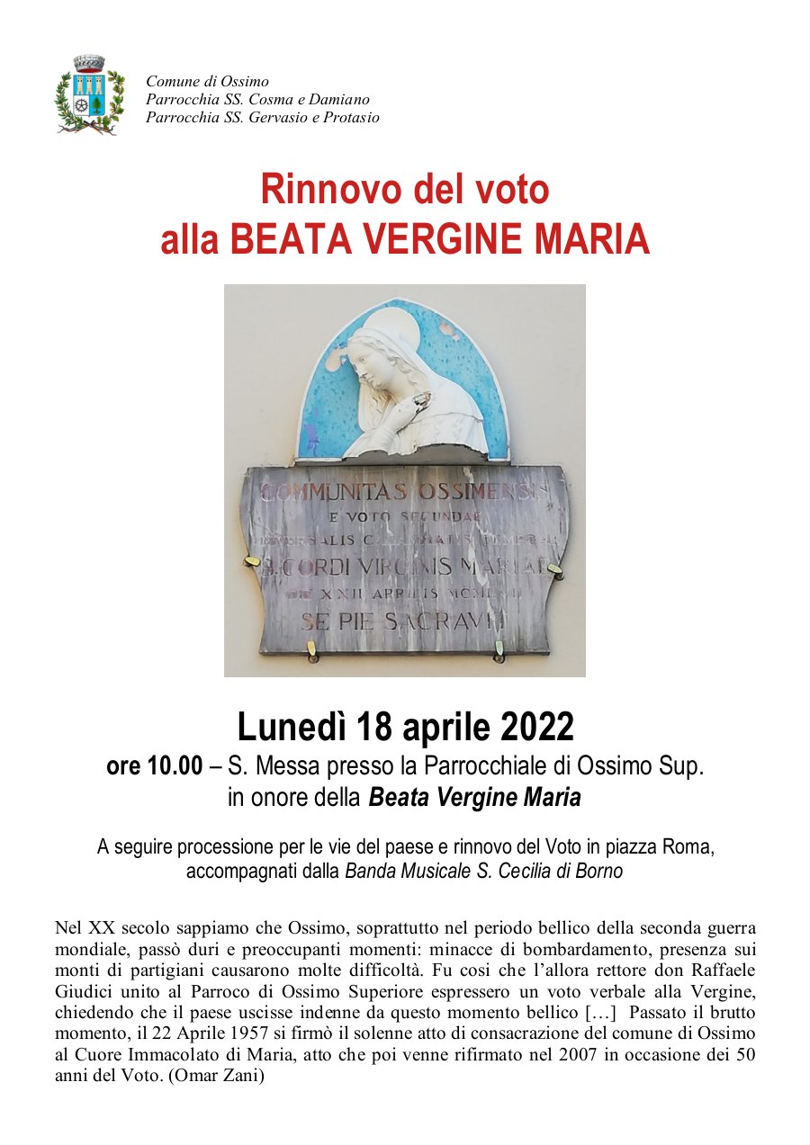 18 aprile 2022: ore 10 voto a Maria Ossimo
