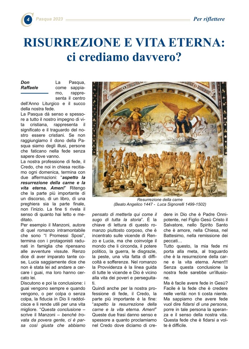 RISURREZIONE E VITA ETERNA: ci crediamo davvero?