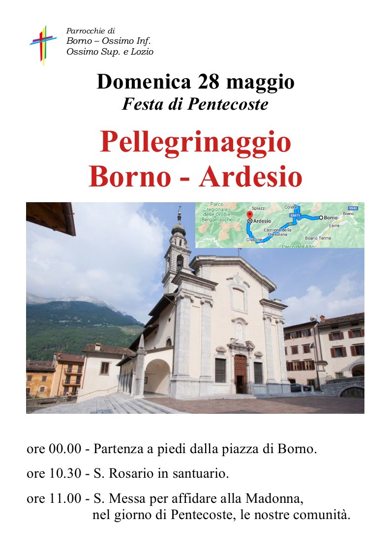 28 maggio 2023: pellegrinaggio Borno-Ardesio