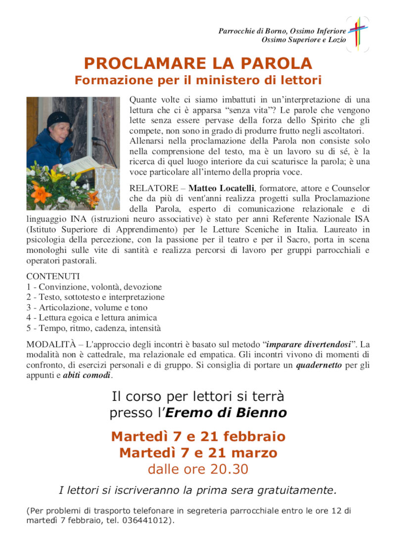 7 e 21 feb 7 e 21 marzo 2023: Corso per lettori